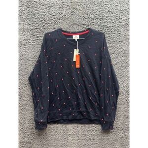 NWT Sundry Heart Polka Dot Crewneck Pullover Sweatshirt Navy Blue Womens Size 2